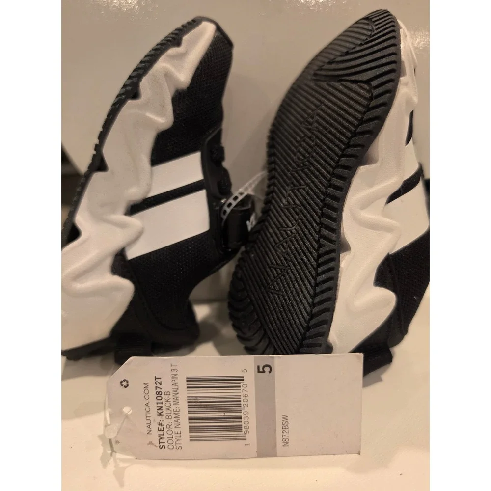 Nautica Manalapin 3 T Toddler Sneakers Black White Mesh Athletic Shoes Size 5T
